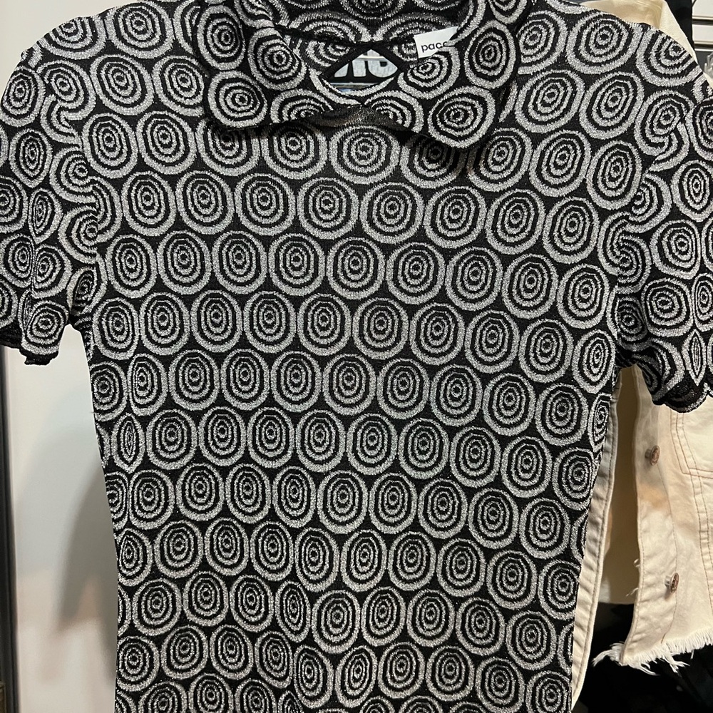 Paco Rabanne Black and Silver Mock Neck Dress